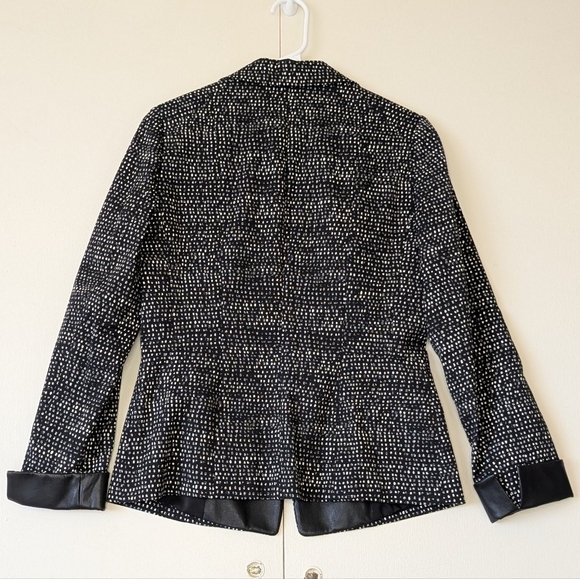 Lafayette 148 New York Blazer Jacket Leather Details Black White Size 2 - Picture 6 of 6